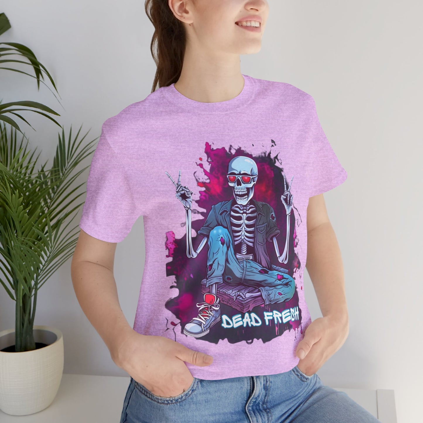 Skeleton Streetwear Tee Halloween Graffiti Skeleton Style Dead Fresh Halloween Celebration Costume Gift for Her Costume Gift for him