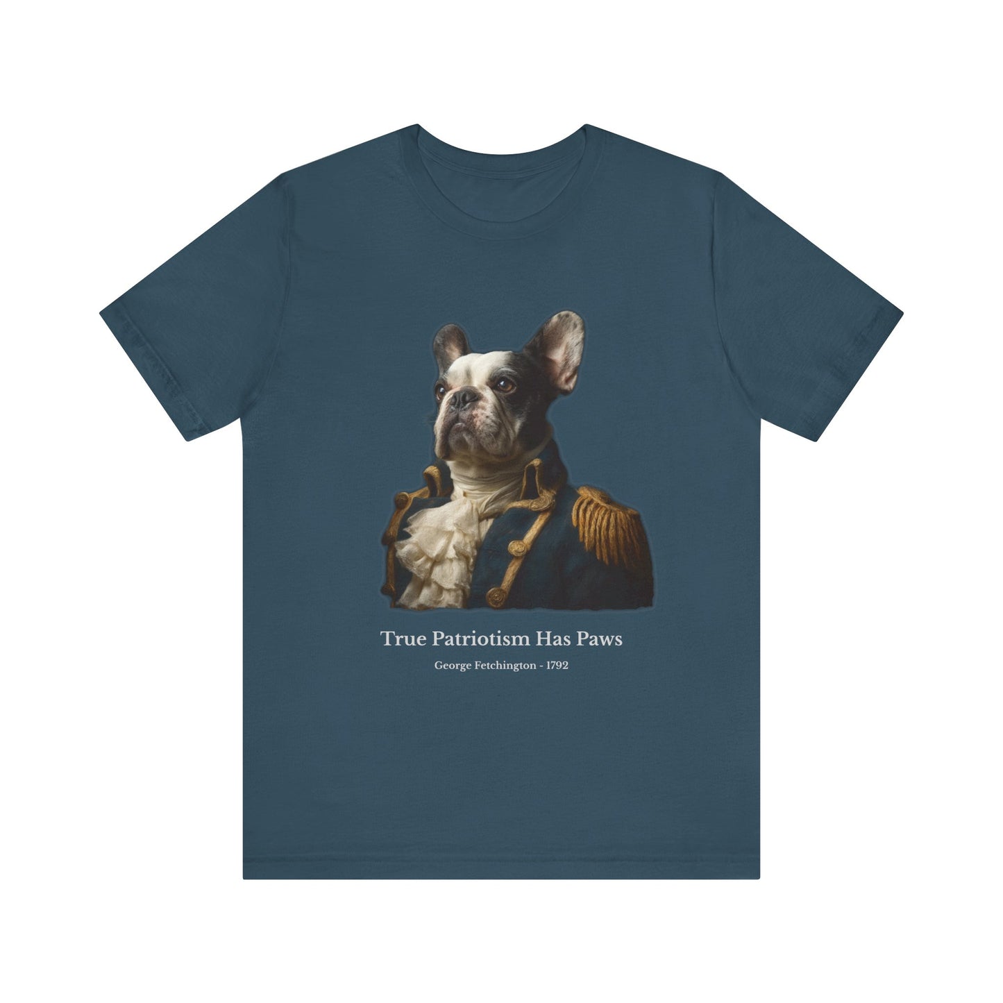 French Bulldog (Frenchy) dressed as George Washington Patriot Tee - Independence Day gift idea