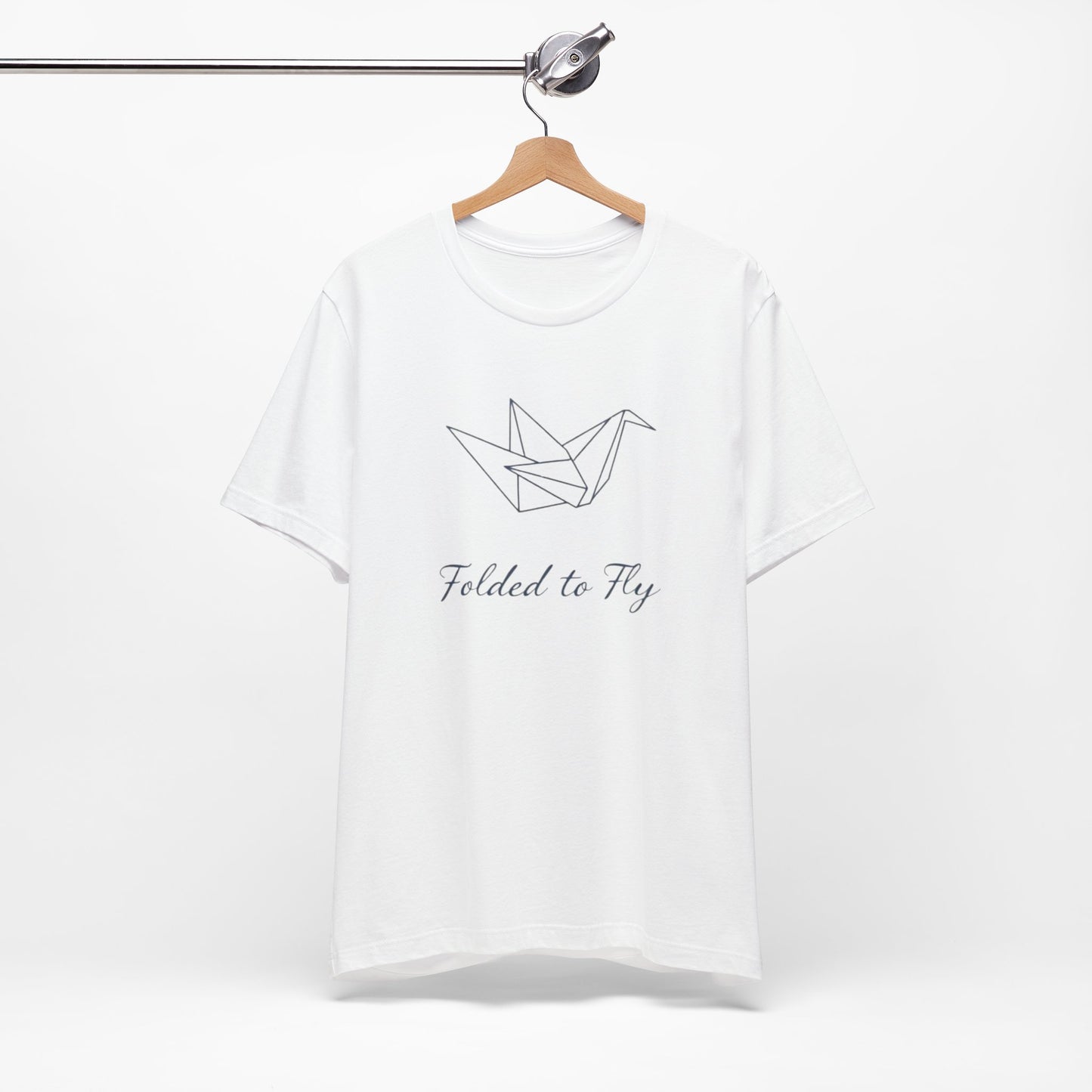 Origami Crane Tee - Unisex Jersey Short Sleeve with words Folded to Fly