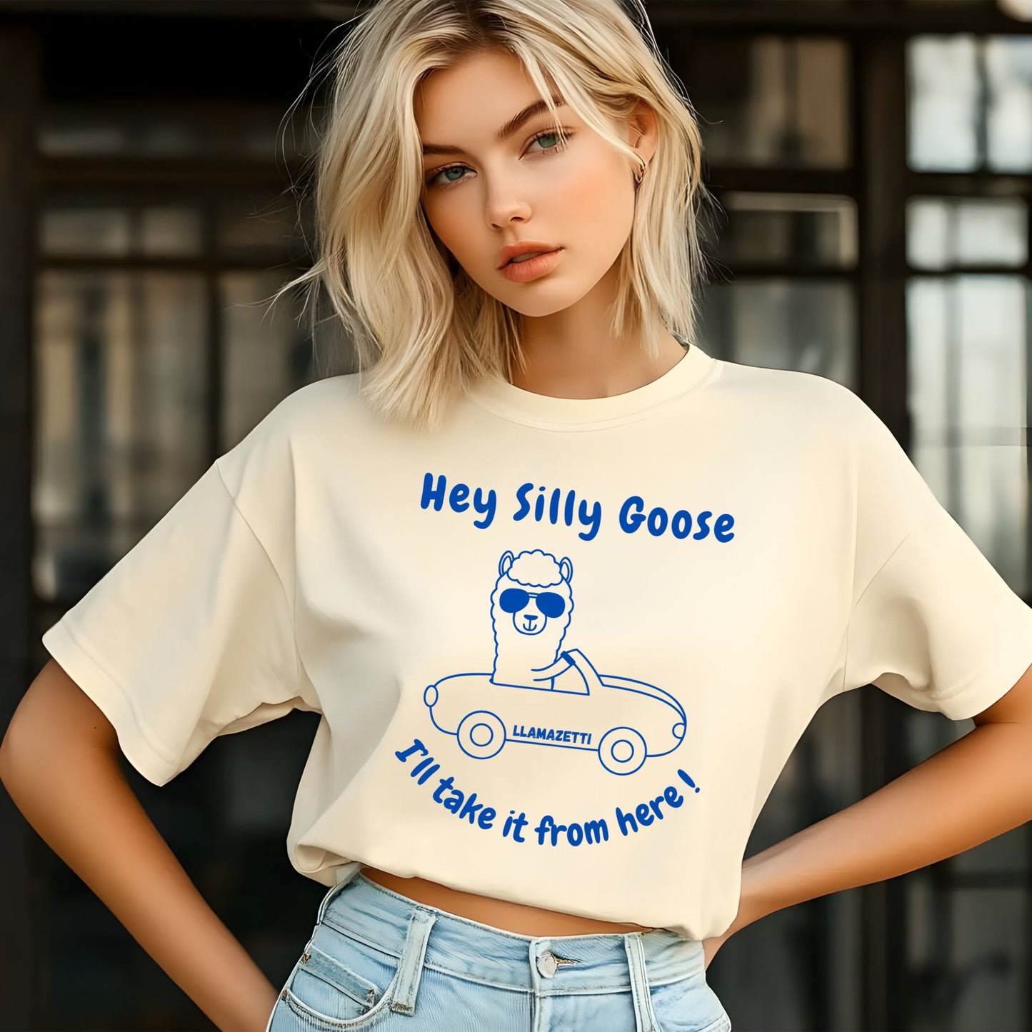 Funny Animal Graphic Tee Quirky Llama play on Silly Goose Tee Gift for Animal Lovers Humorous T-shirt Gift for Her Gift for Him Joke Tee