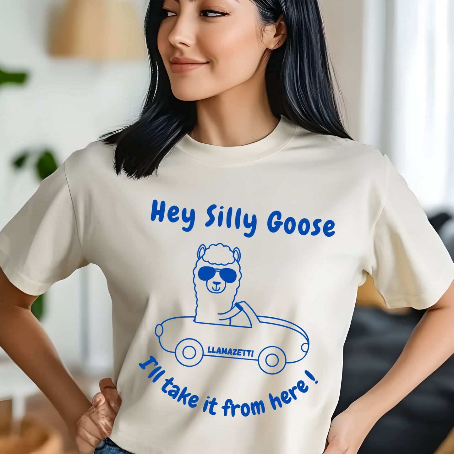 Funny Animal Graphic Tee Quirky Llama play on Silly Goose Tee Gift for Animal Lovers Humorous T-shirt Gift for Her Gift for Him Joke Tee