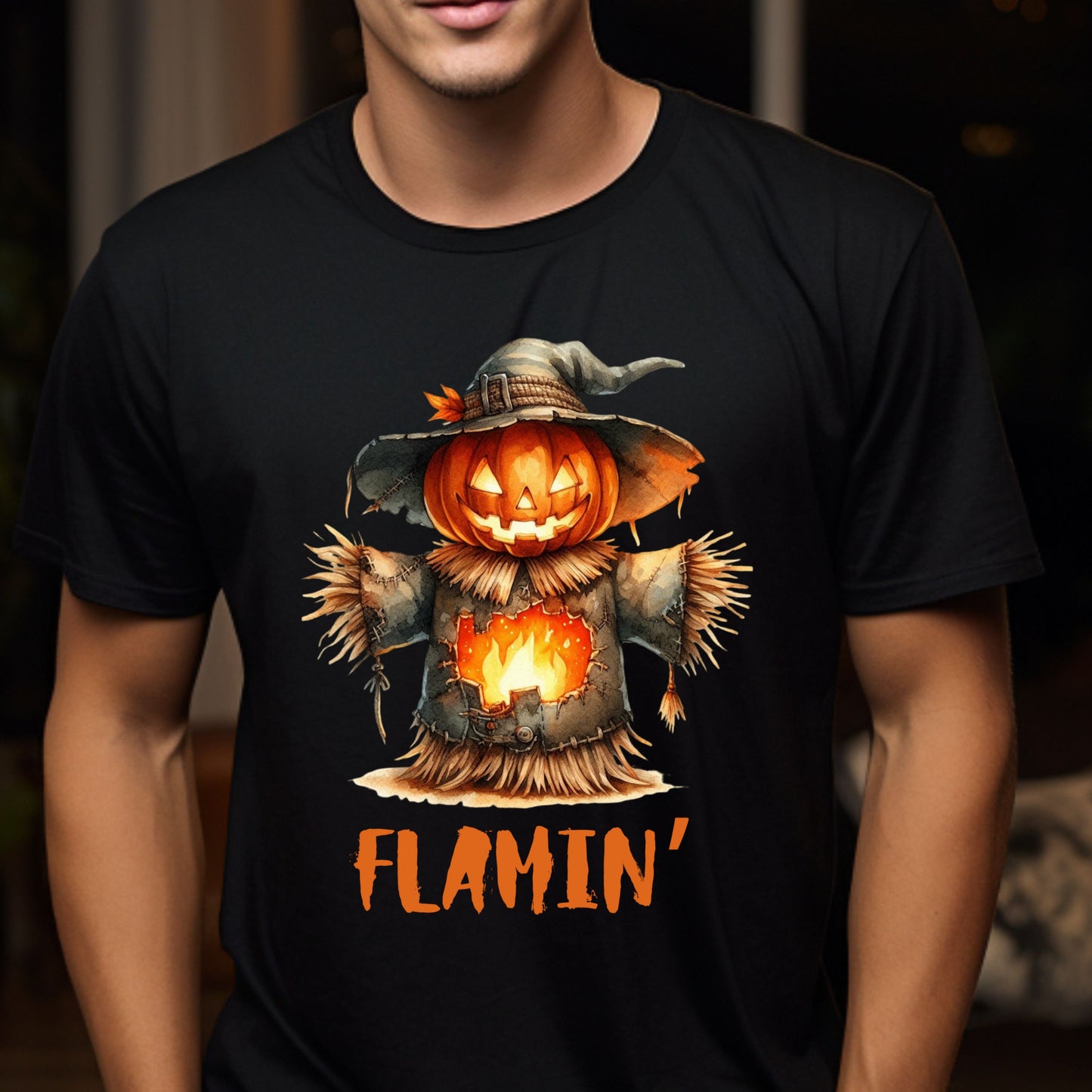 Halloween Scarecrow Tee Flamin' Scarecrow T-Shirt Fall Fashion Halloween Costume Spooky Vibe scarecrow Tee Gift for her Gift for him