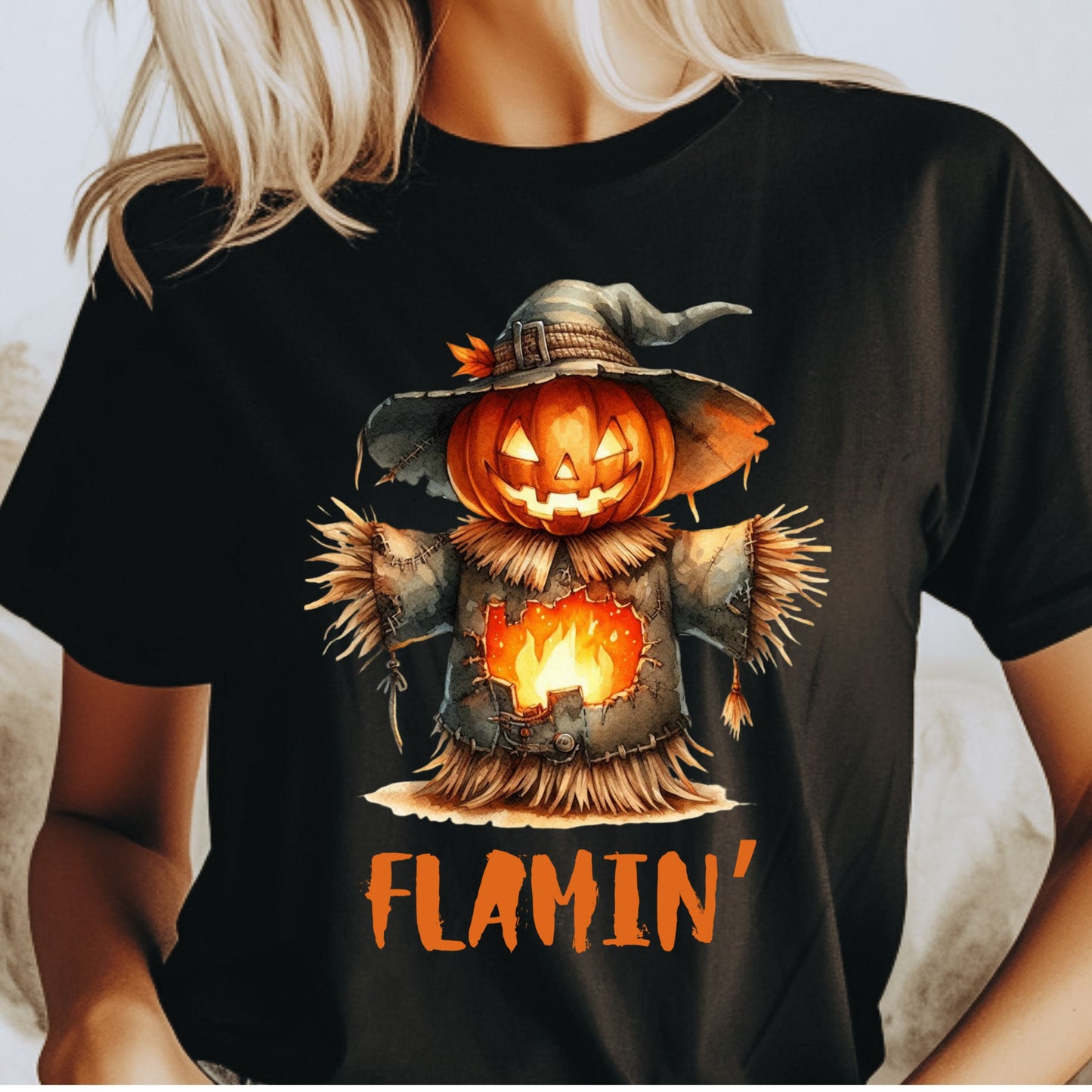 Halloween Scarecrow Tee Flamin' Scarecrow T-Shirt Fall Fashion Halloween Costume Spooky Vibe scarecrow Tee Gift for her Gift for him