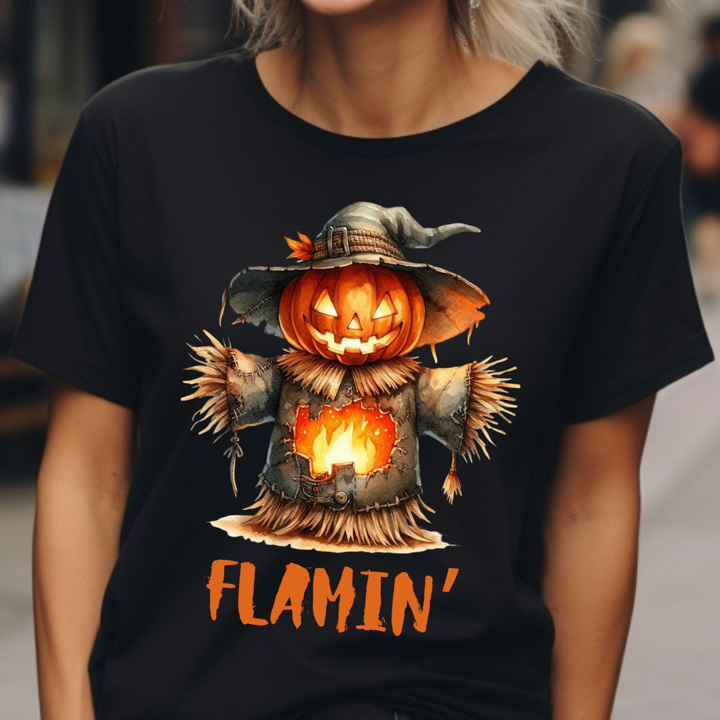 Halloween Scarecrow Tee Flamin' Scarecrow T-Shirt Fall Fashion Halloween Costume Spooky Vibe scarecrow Tee Gift for her Gift for him