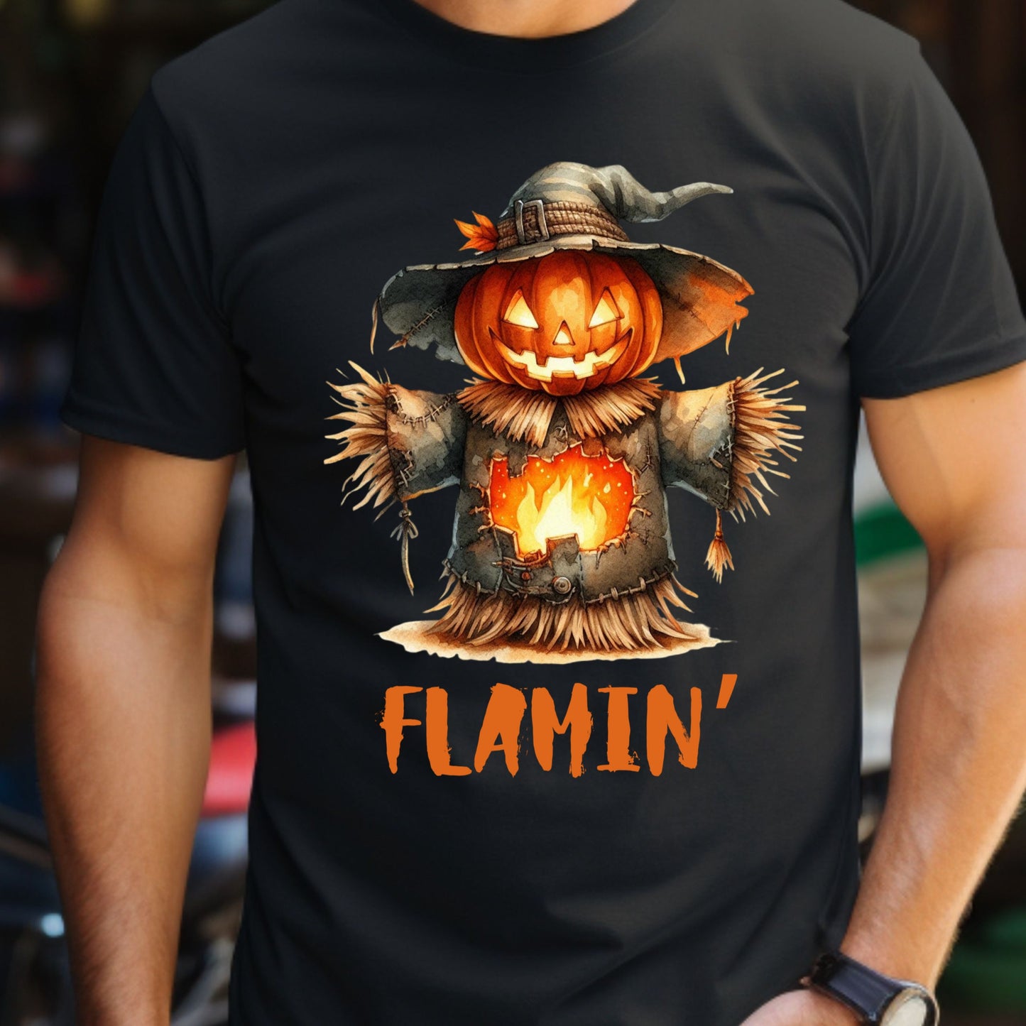 Halloween Scarecrow Tee Flamin' Scarecrow T-Shirt Fall Fashion Halloween Costume Spooky Vibe scarecrow Tee Gift for her Gift for him