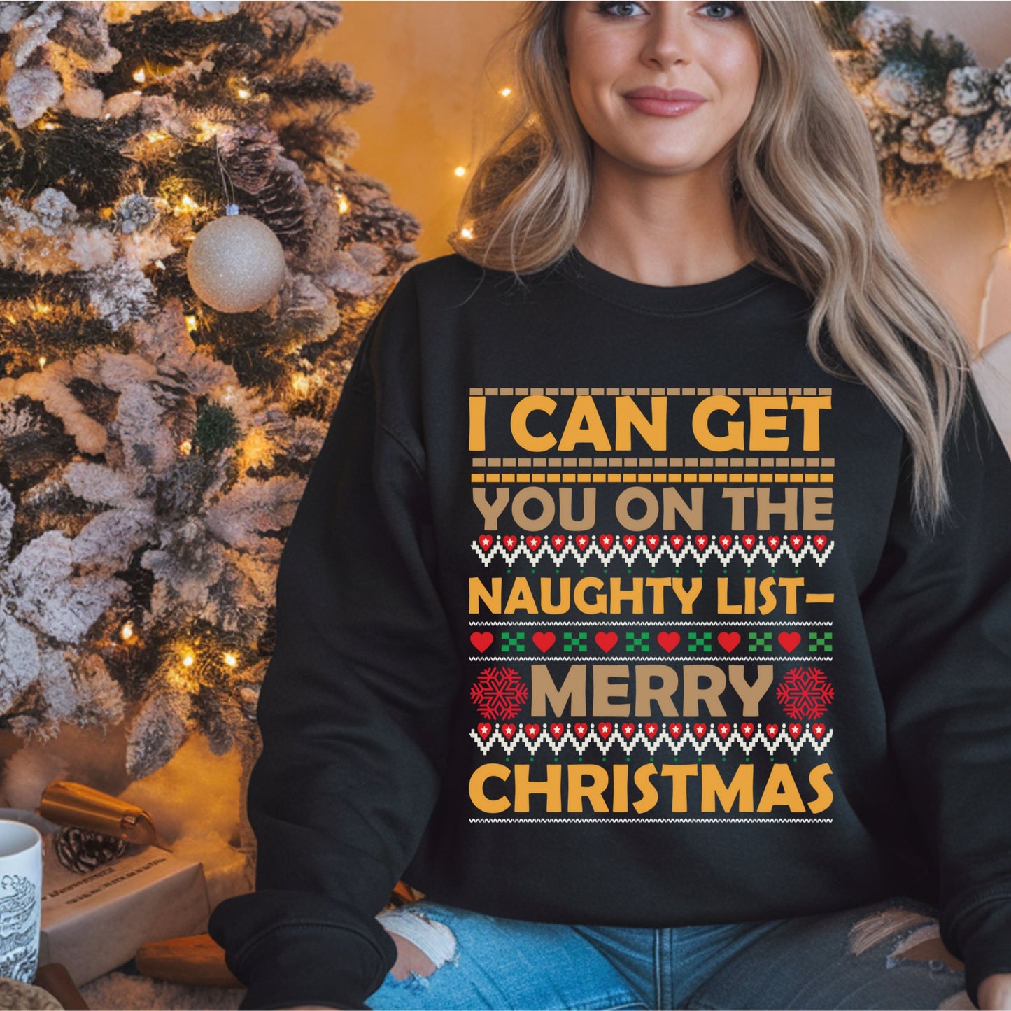 Christmas Naughty List Sweatshirt, Fun Christmas Apparel, Winter Celebration Wear, Festive Fun Sweatshirt, Holiday Season Gift