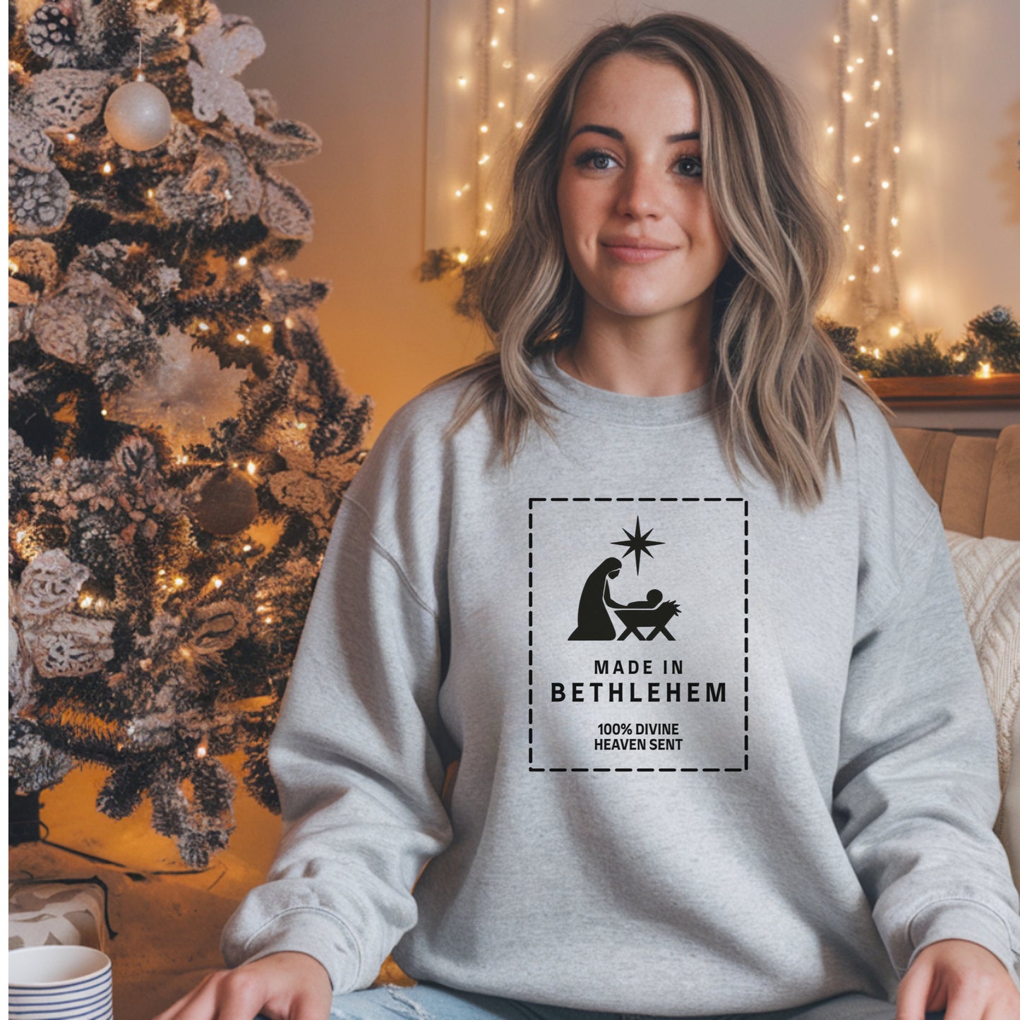 Made in Bethlehem Nativity Label: Christian Christmas Shirt, Faith Apparel