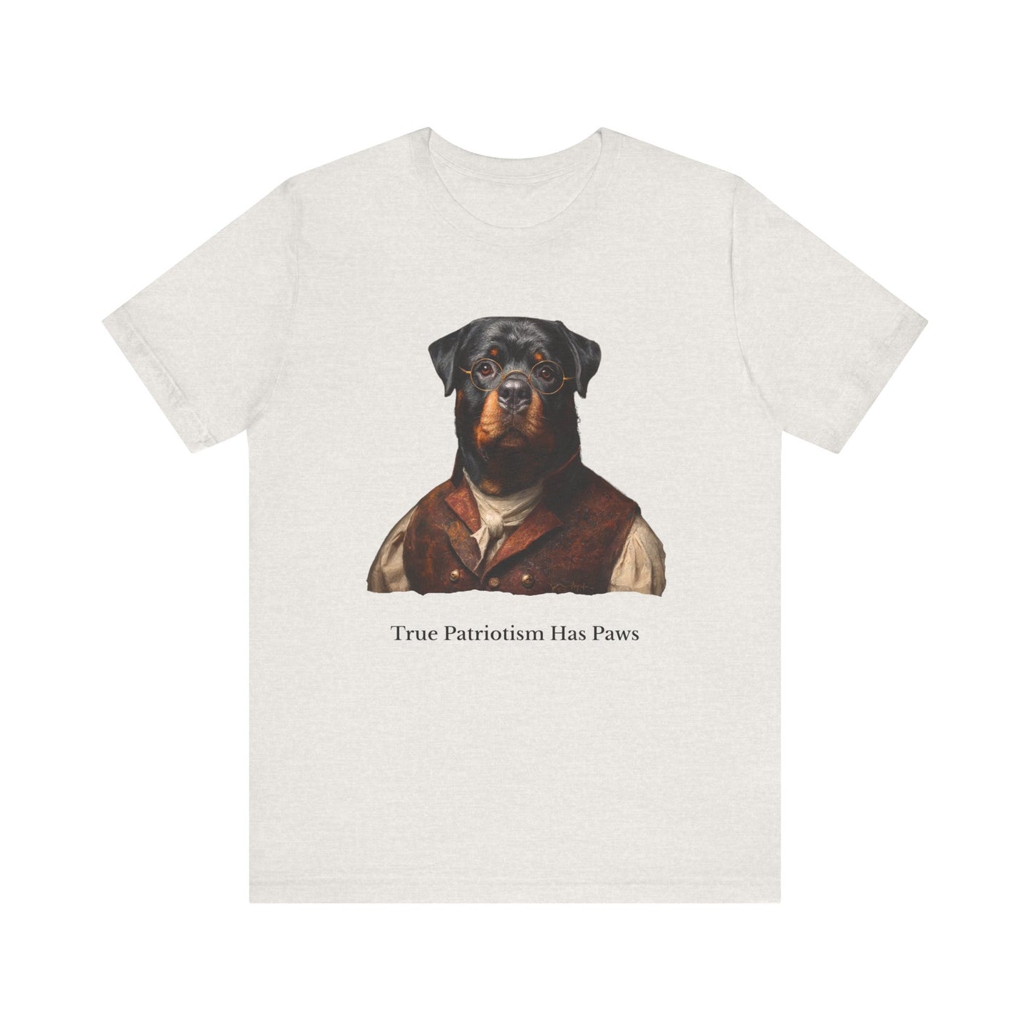 Rottweiler dressed as Benjamin Franklin,Patriotic Dog Lover Tee, Unisex Graphic T-Shirt, Casual Wear, Gift for Dog Owners, Fun Animal Apparel, Summer Fashion