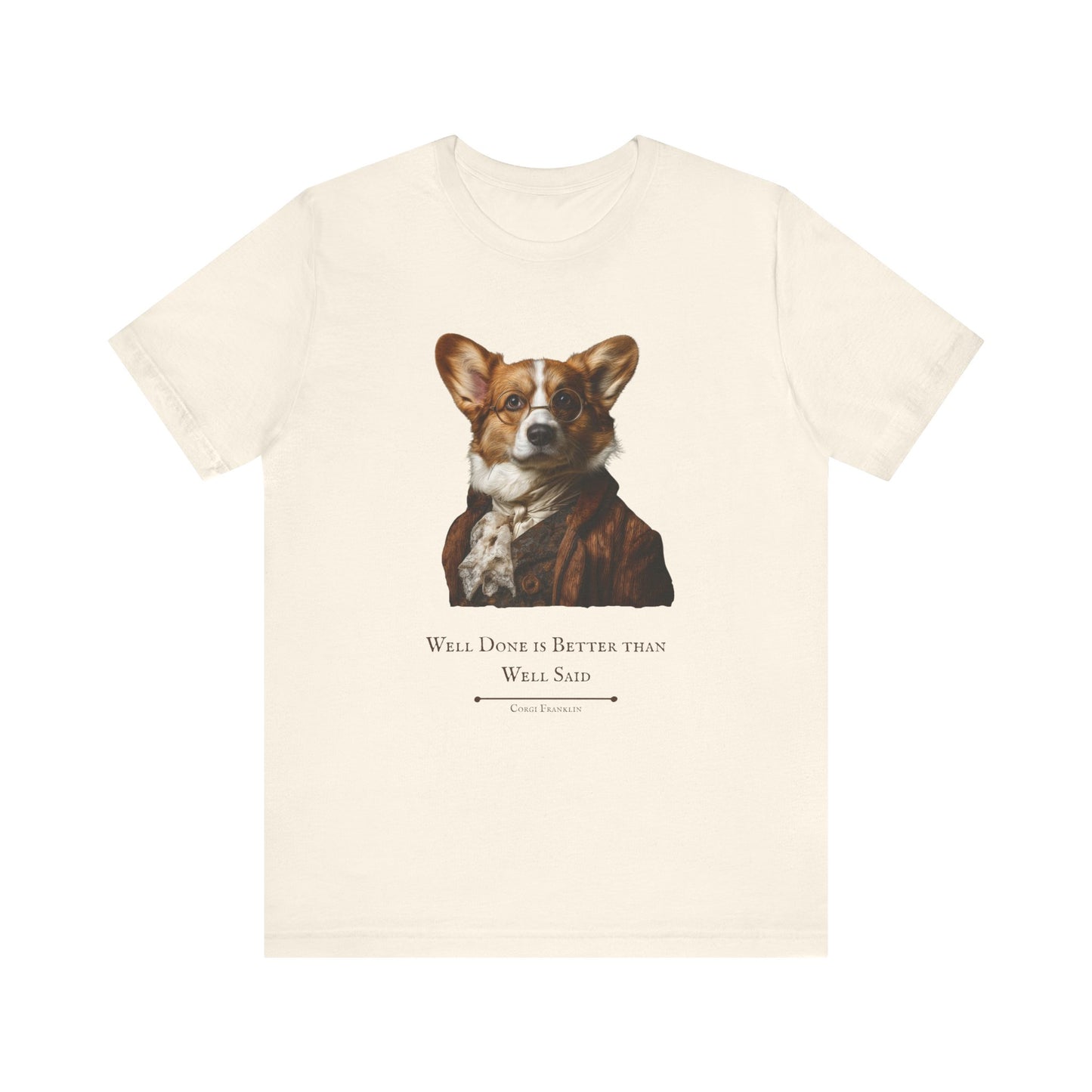Corgi Dog dressed as Benjamin Franklin, perfect for Independence Day celebrations with this cute Patriotic Tee