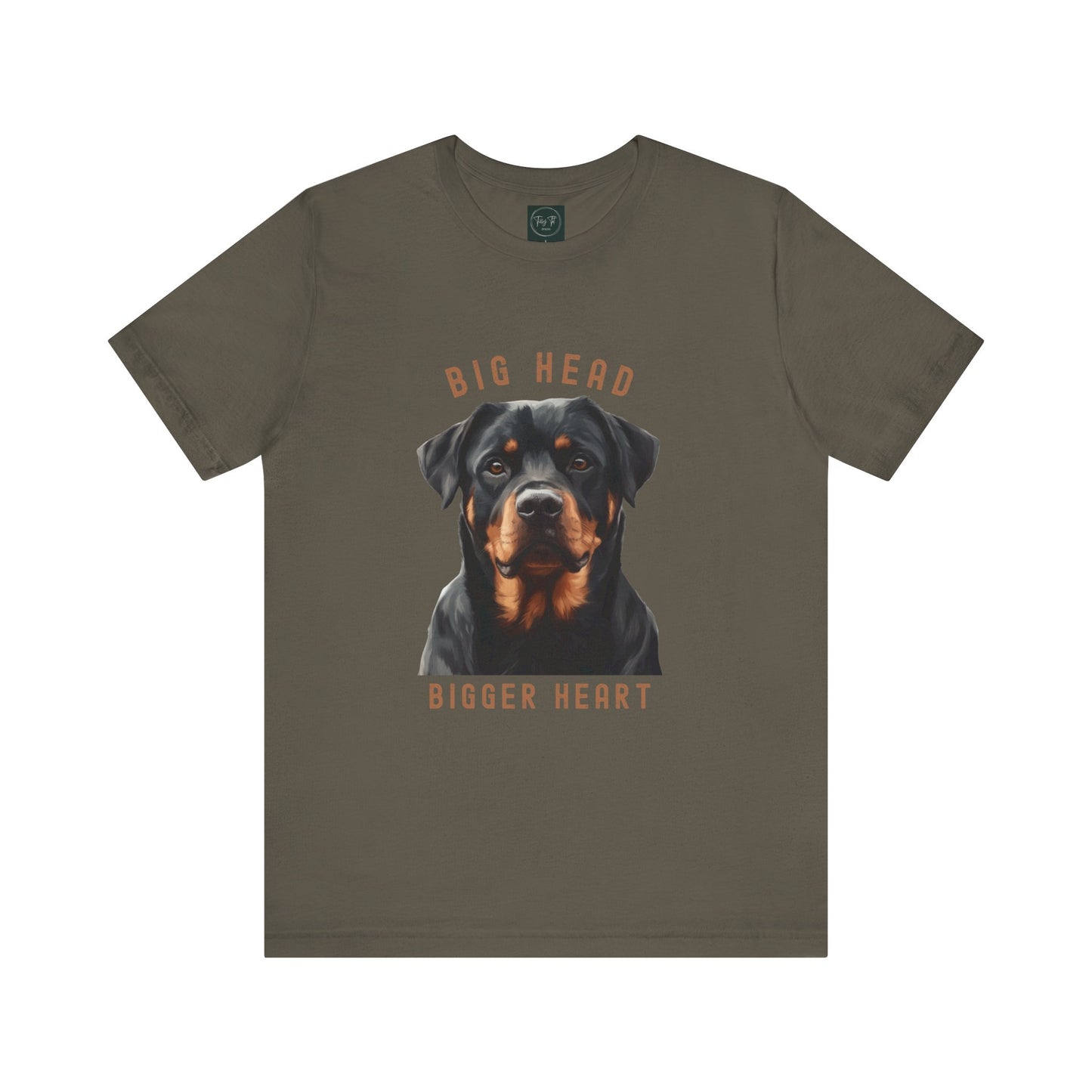 "Big Head Bigger Heart" Dog Design - Rottweiler T-Shirt Army