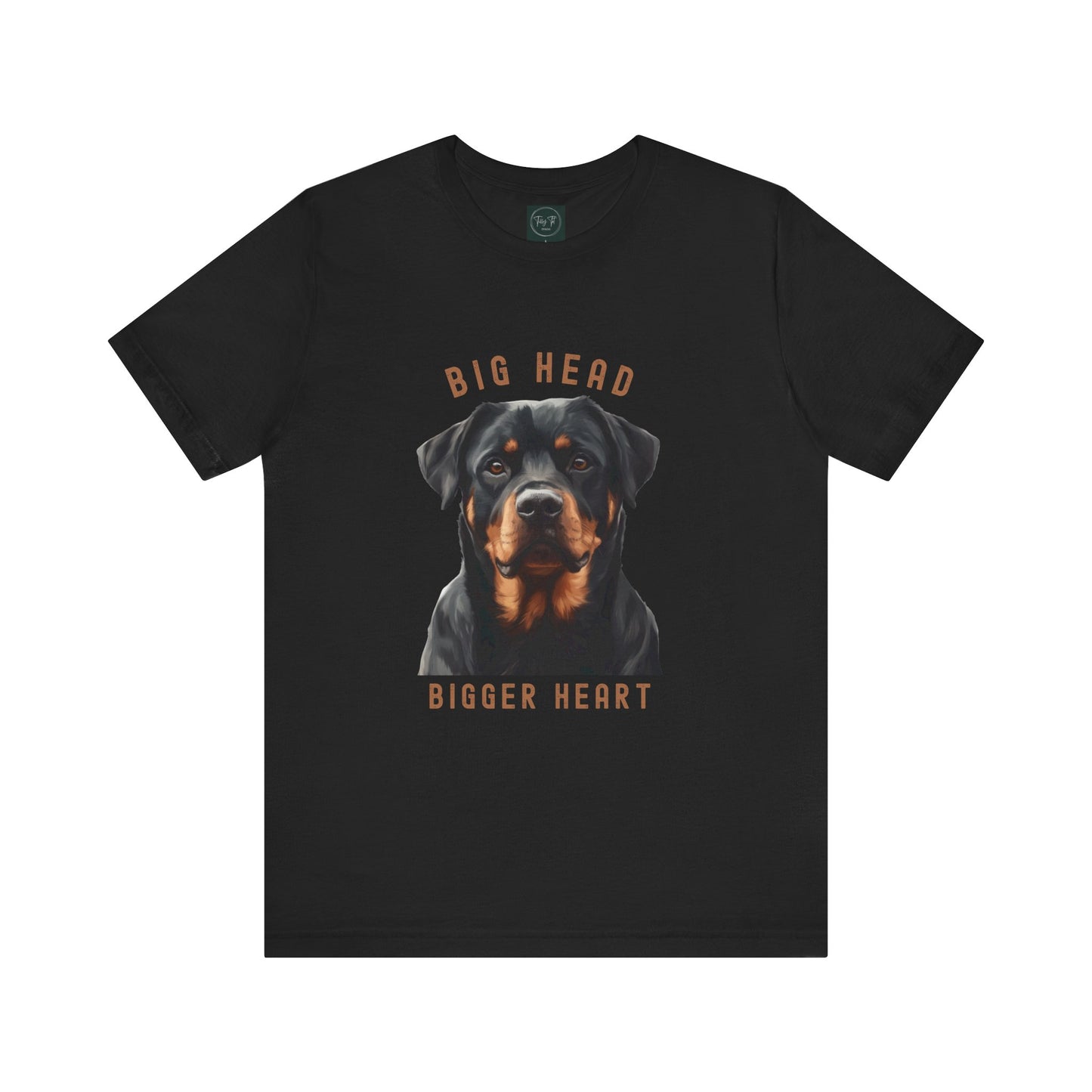 "Big Head Bigger Heart" Dog Design - Rottweiler T-Shirt Black