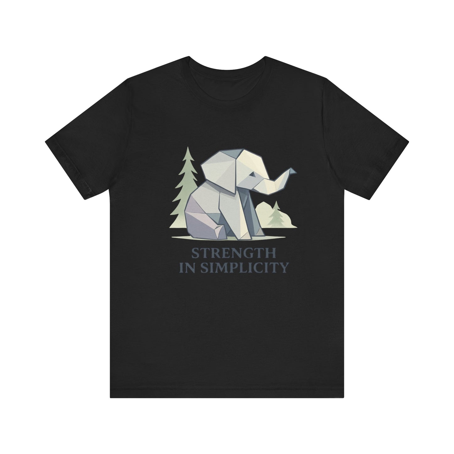 Geometric Origami Elephant Strength in Simplicity T-Shirt Design in Black