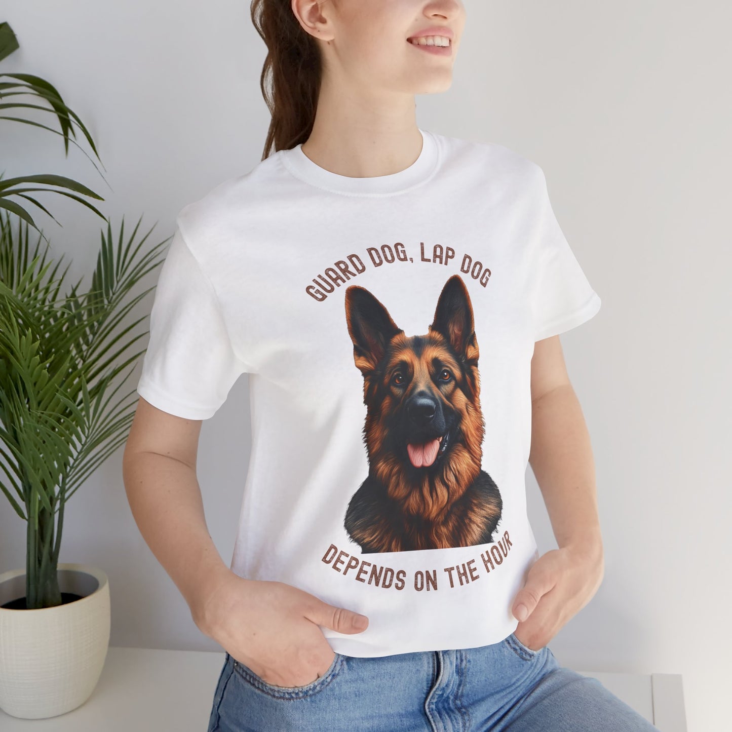 German Shepherd dog - guard dog lap dog design on hanger on model 2 - white