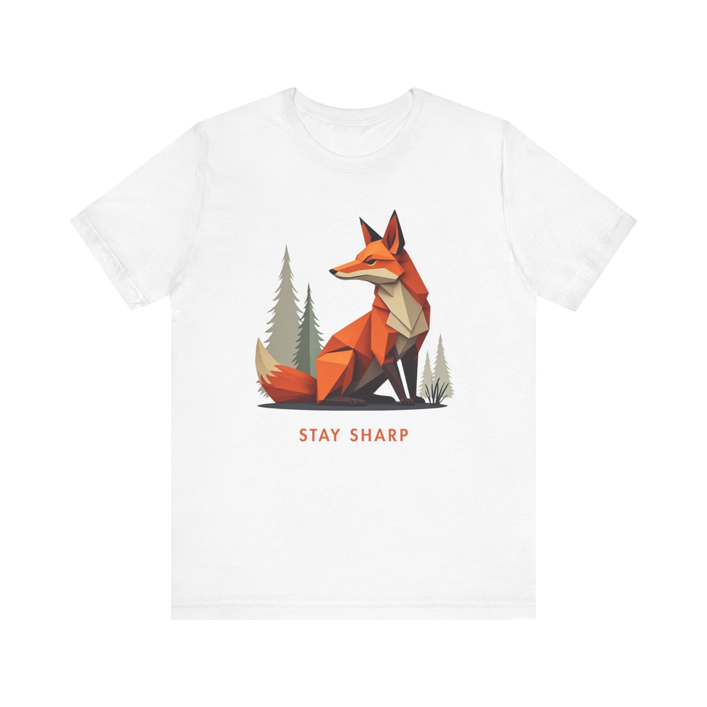 Origami_Fox_Stay_Sharp_white_T-Shirt