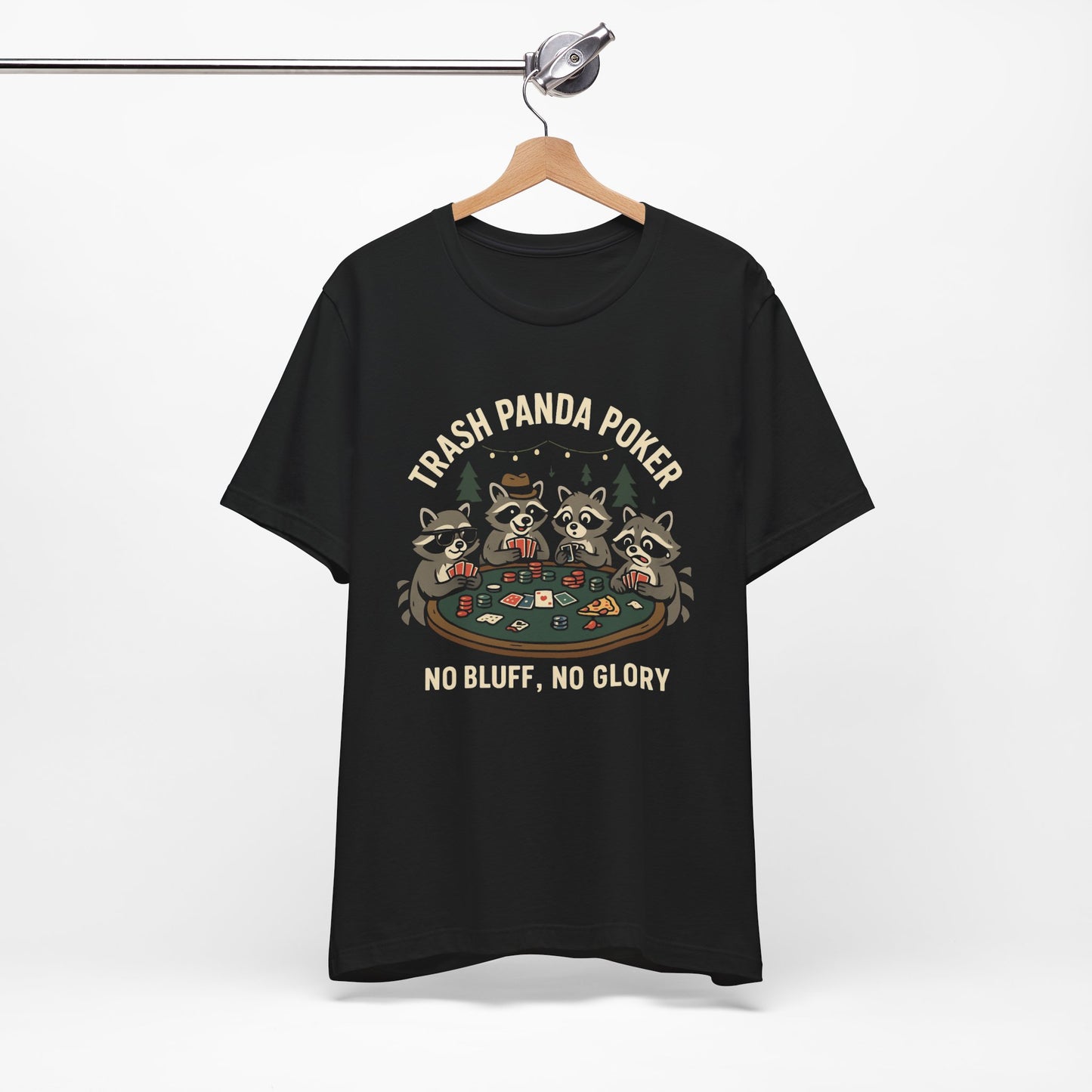 Trash Panda Poker Short Sleeve T-Shirt black on hanger