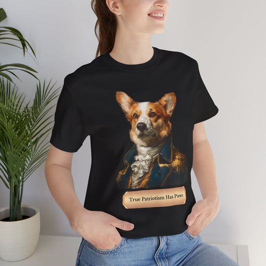Corgi dressed as George Washington patriotic T-shirt, Gift for Dog Lovers, Unisex Casual Wear, Birthday Gift, Patriotic Pet Lovers Tee