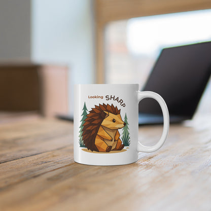 Whimsical Hedgehog Mug - Looking Sharp, Cute Animal Gift, Nature Lover Coffee Cup, Cozy Home Decor, Fun Birthday Present