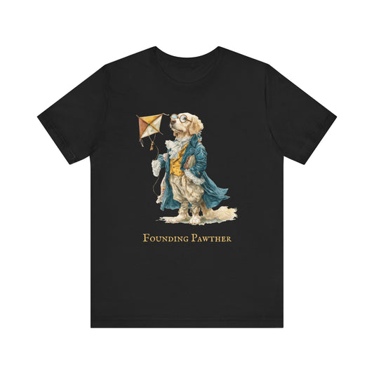 Golden Retriever dog dressed as Benjamin Franklin Graphic Tee, Unisex Humor Shirt, Pet Lover Gift, Animal Themed Apparel, Unique Dog Lover Tee
