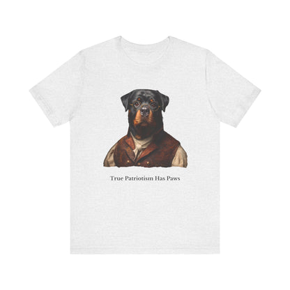 Rottweiler dressed as Benjamin Franklin,Patriotic Dog Lover Tee, Unisex Graphic T-Shirt, Casual Wear, Gift for Dog Owners, Fun Animal Apparel, Summer Fashion