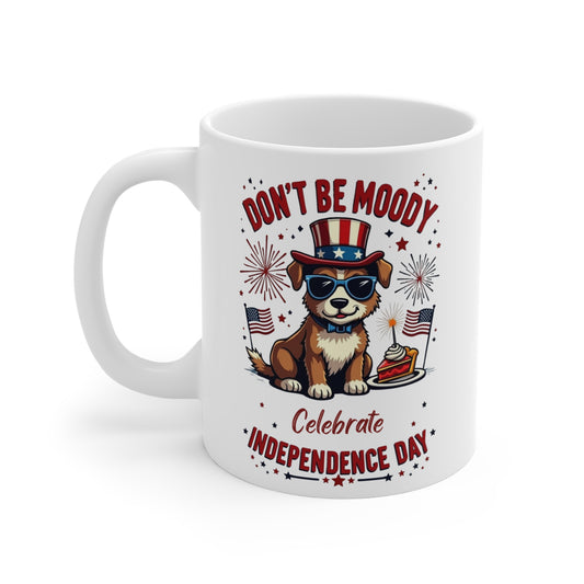 Patriotic Dog Mug, Independence Day Coffee Cup, 4th of July Gift, Animal Lover Drinkware, Celebrate with Style
