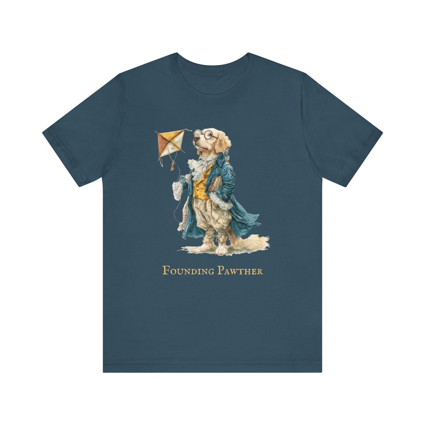 Golden Retriever dog dressed as Benjamin Franklin Graphic Tee, Unisex Humor Shirt, Pet Lover Gift, Animal Themed Apparel, Unique Dog Lover Tee