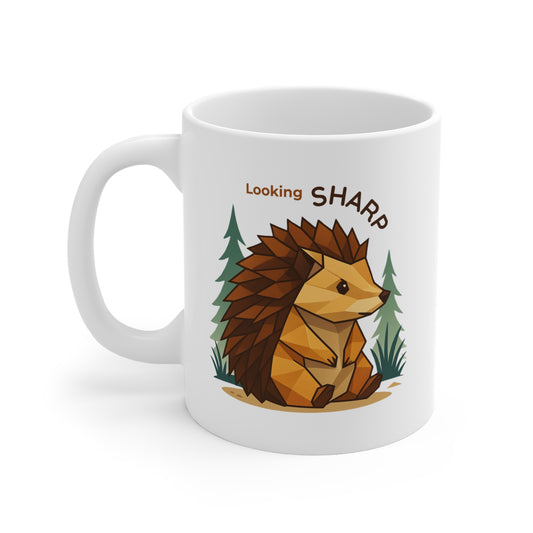 Whimsical Hedgehog Mug - Looking Sharp, Cute Animal Gift, Nature Lover Coffee Cup, Cozy Home Decor, Fun Birthday Present