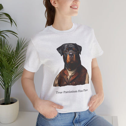 Rottweiler dressed as Benjamin Franklin,Patriotic Dog Lover Tee, Unisex Graphic T-Shirt, Casual Wear, Gift for Dog Owners, Fun Animal Apparel, Summer Fashion