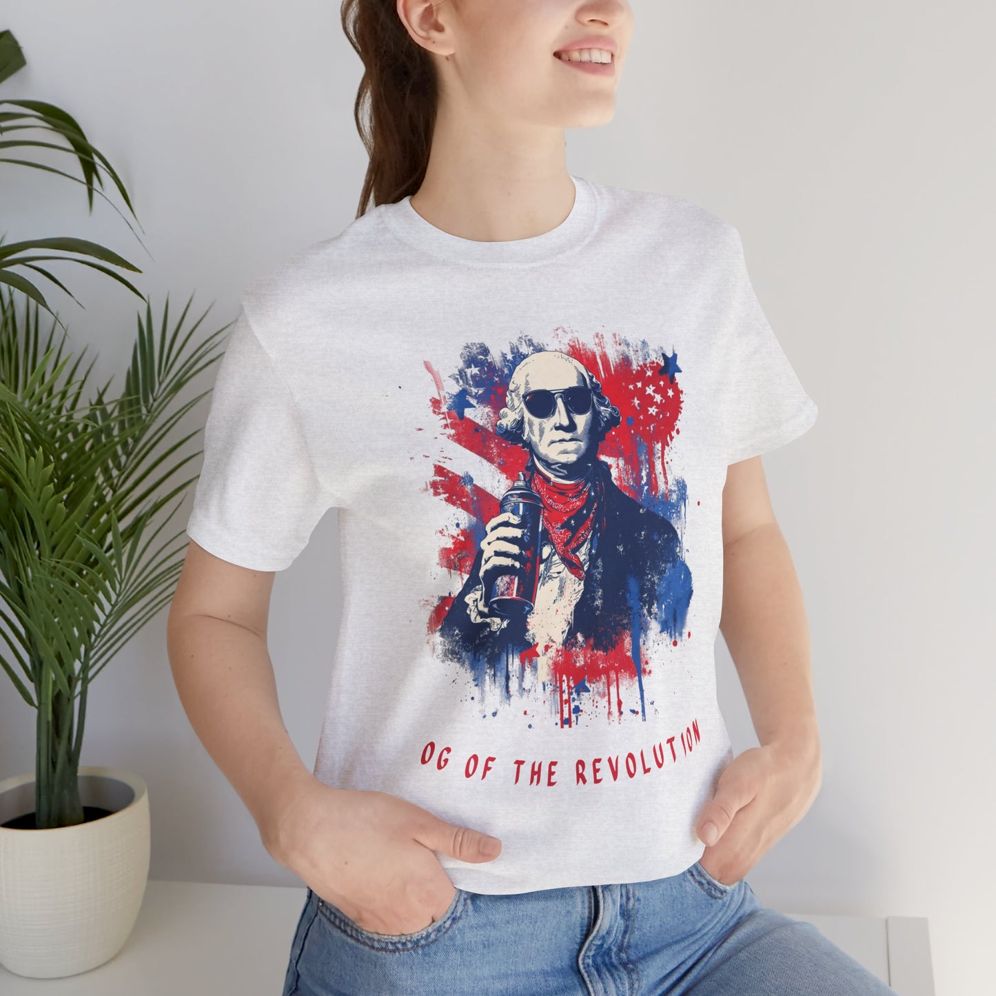 Patriotic Tee with George Washington, OG of the Revolution, Graffiti style design