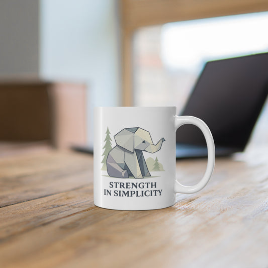 Mug - Geometric Elephant with Strength in Simplicity