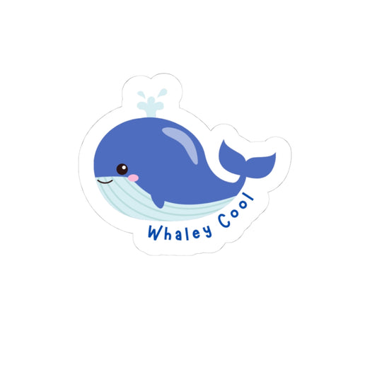 Whaley Cool Stickers | Cute Whale Kiss-Cut Decals for Laptops, Journals, Water Bottles, Kids Parties, Ocean Lovers
