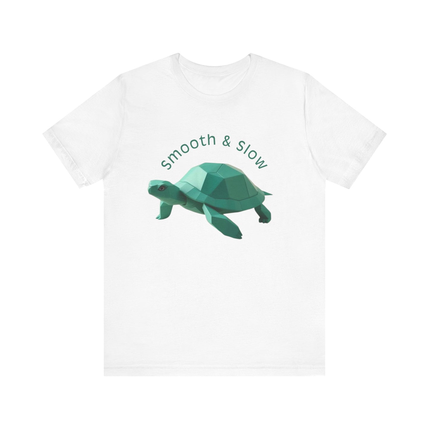 Green Turtle Geometric Unisex Tee, Smooth & Slow Animal Tee, Nature Lover Shirt, Graphic Tee, Turtle Lover Gift