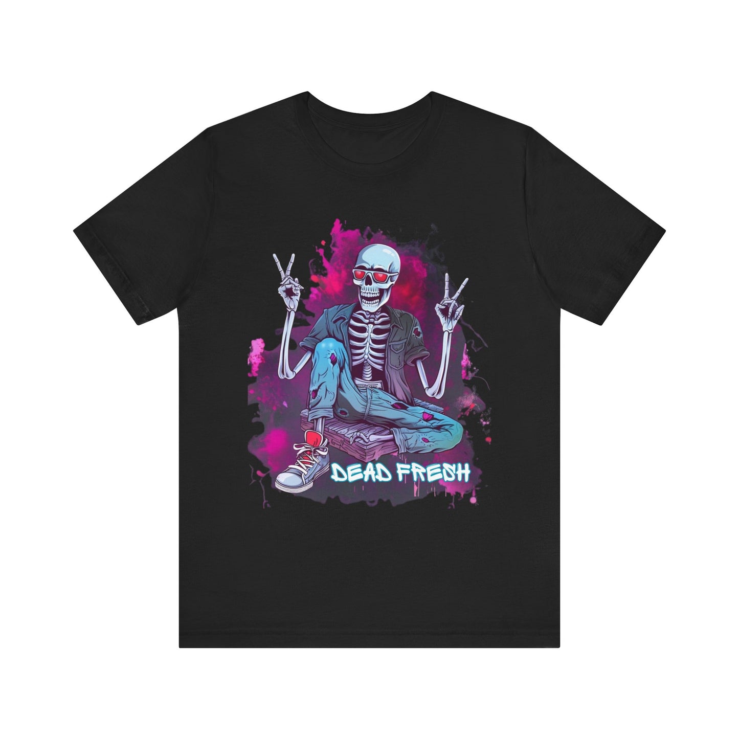 Skeleton Streetwear Tee Halloween Graffiti Skeleton Style Dead Fresh Halloween Celebration Costume Gift for Her Costume Gift for him