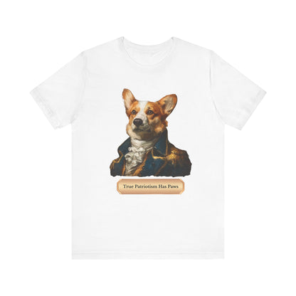 Corgi dressed as George Washington patriotic T-shirt, Gift for Dog Lovers, Unisex Casual Wear, Birthday Gift, Patriotic Pet Lovers Tee