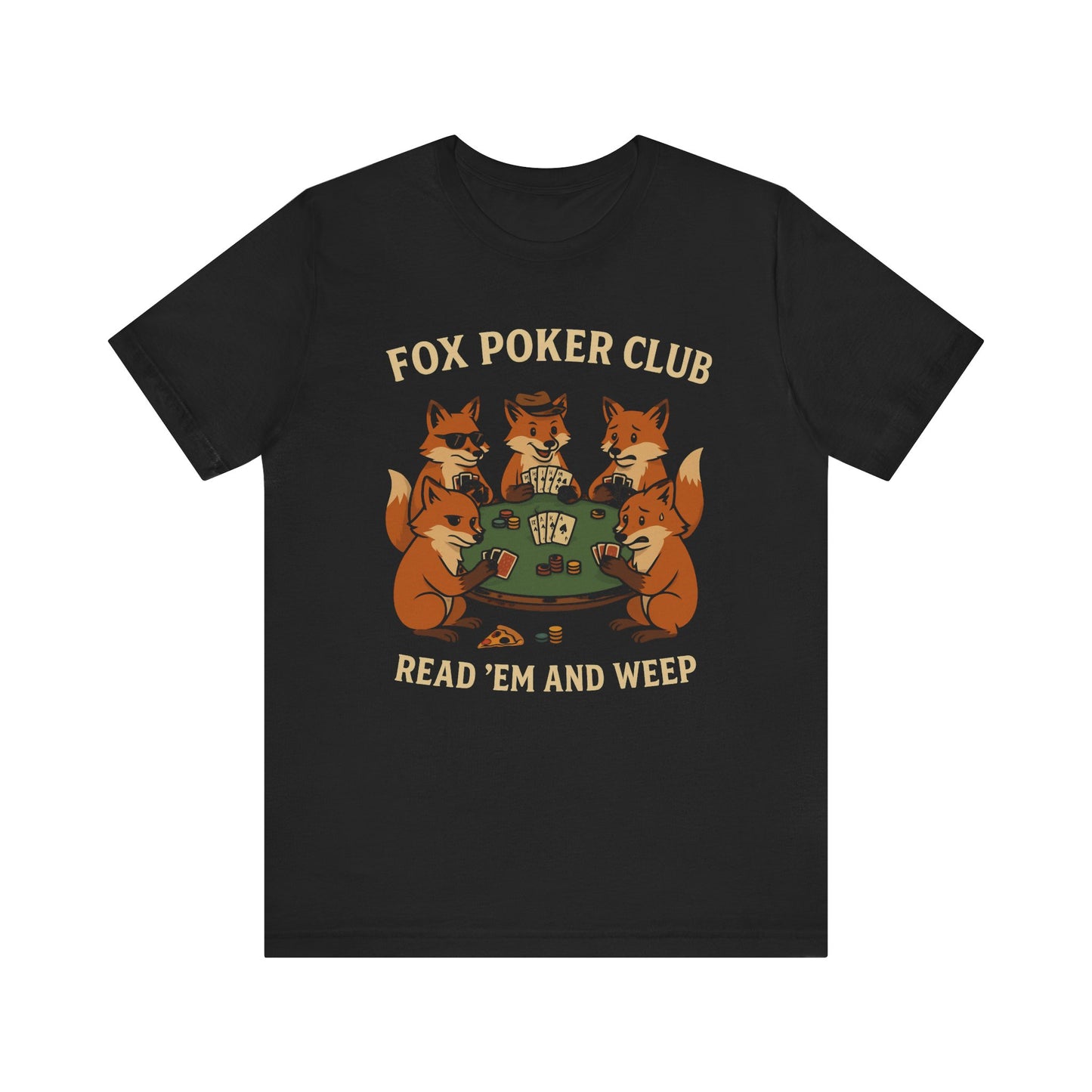 Fox Poker Club Tee - Fun Unisex Short Sleeve T-Shirt for Poker Lovers, Gaming Apparel, Animal Themed T-Shirt, Unisex Casual Wear