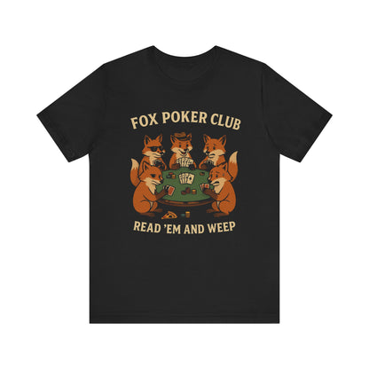 Fox Poker Club Tee - Fun Unisex Short Sleeve T-Shirt for Poker Lovers, Gaming Apparel, Animal Themed T-Shirt, Unisex Casual Wear