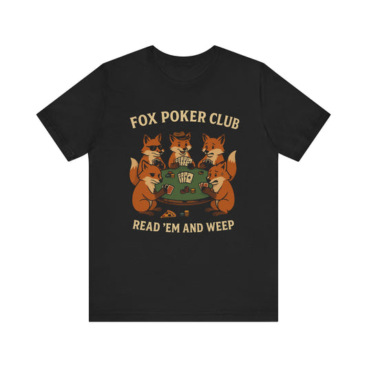 Fox Poker Club Tee - Fun Unisex Short Sleeve T-Shirt for Poker Lovers, Gaming Apparel, Animal Themed T-Shirt, Unisex Casual Wear
