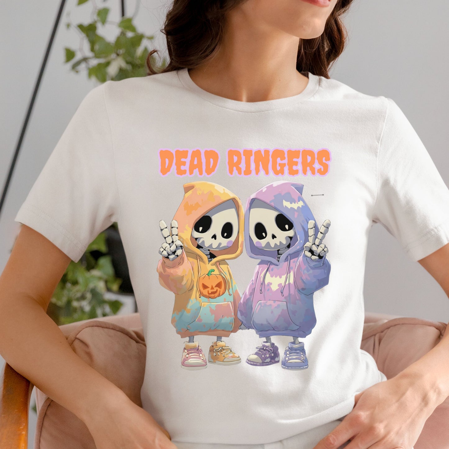 Halloween Skeleton Twins Spooky Cute T-shirt Cute Skeleton Twins in Hoodies Gift for her Gift for him Halloween costume design