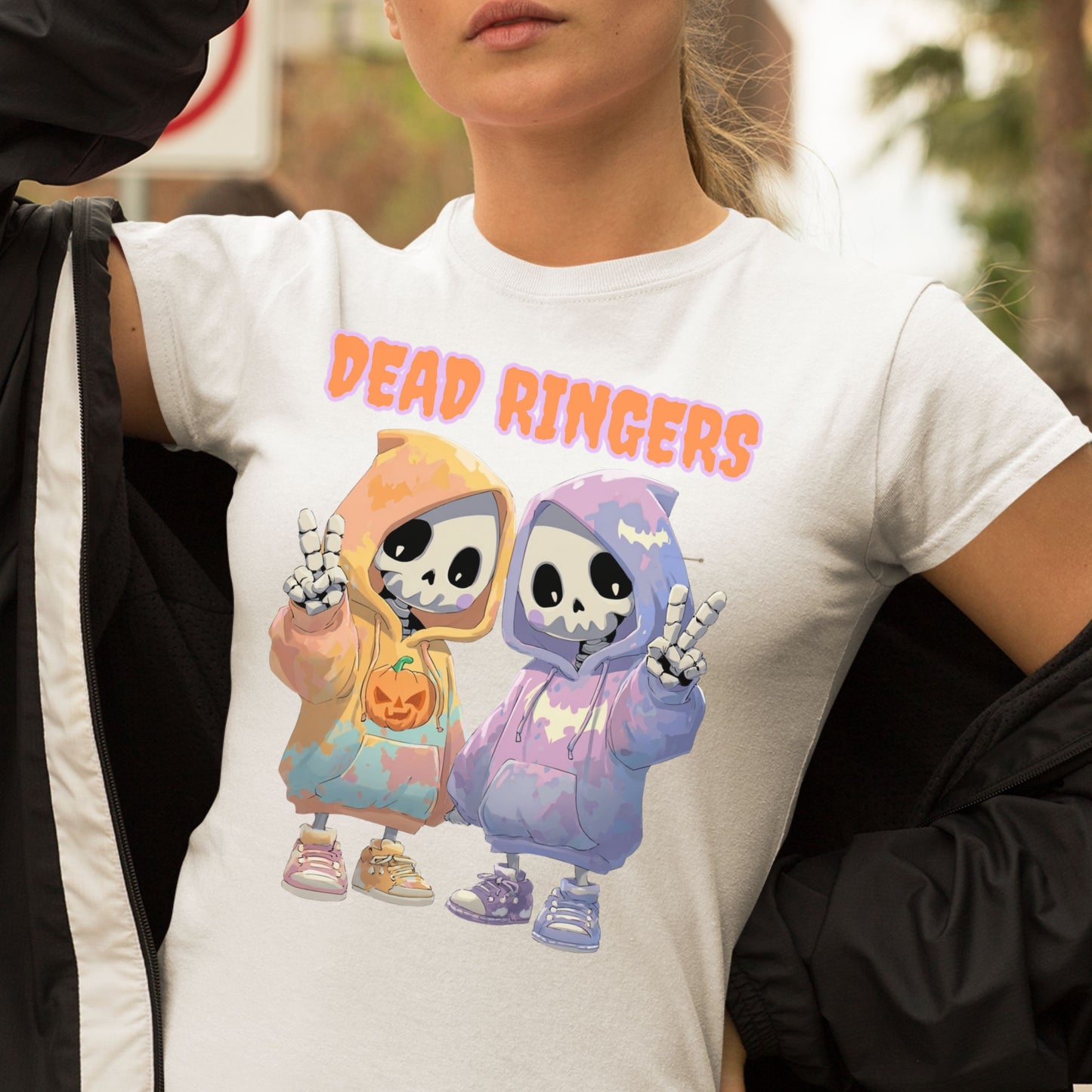Halloween Skeleton Twins Spooky Cute T-shirt Cute Skeleton Twins in Hoodies Gift for her Gift for him Halloween costume design