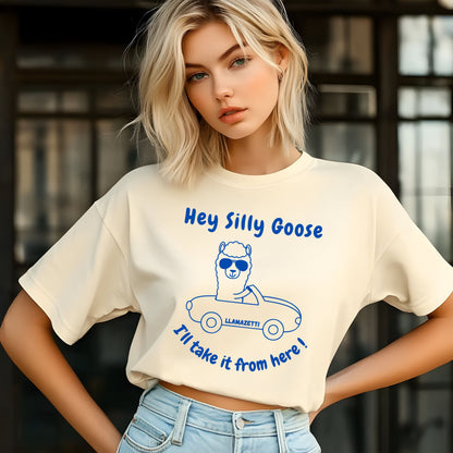 Funny Animal Graphic Tee Quirky Llama play on Silly Goose Tee Gift for Animal Lovers Humorous T-shirt Gift for Her Gift for Him Joke Tee