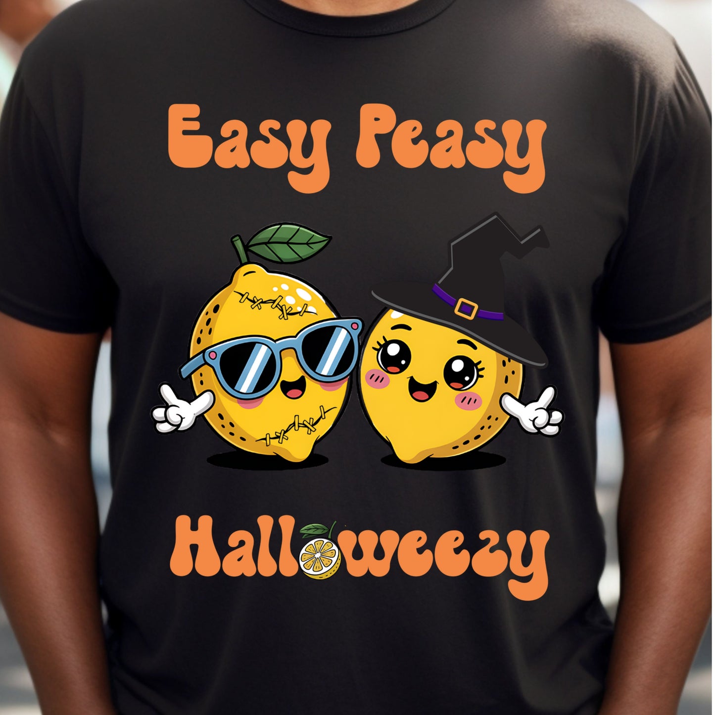 Easy Peasy Halloween Tee Funny Lemon Halloween T-shirt Cute Halloweezy Pun T-Shirt Funny Fruit Tshirt Humorous Fruit Tee