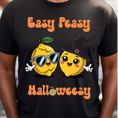 Easy Peasy Halloween Tee Funny Lemon Halloween T-shirt Cute Halloweezy Pun T-Shirt Funny Fruit Tshirt Humorous Fruit Tee