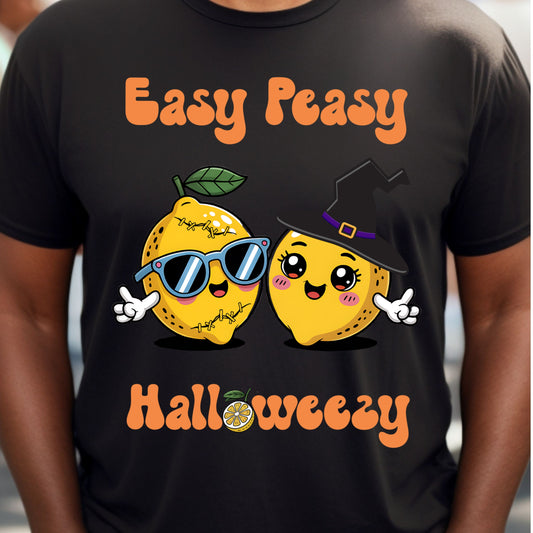 Easy Peasy Halloween Tee Funny Lemon Halloween T-shirt Cute Halloweezy Pun T-Shirt Funny Fruit Tshirt Humorous Fruit Tee
