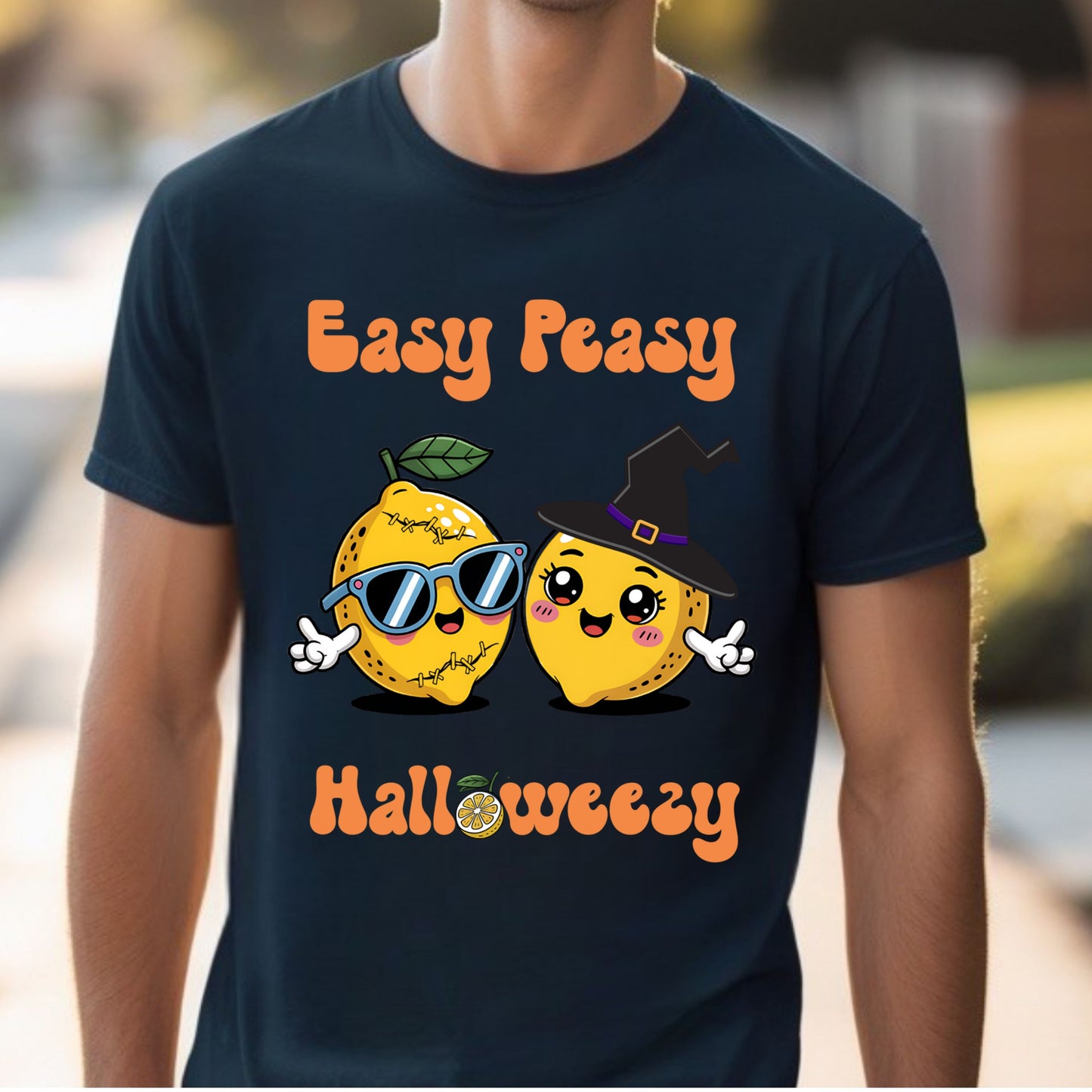 Easy Peasy Halloween Tee Funny Lemon Halloween T-shirt Cute Halloweezy Pun T-Shirt Funny Fruit Tshirt Humorous Fruit Tee