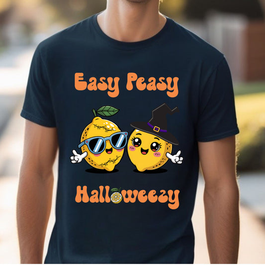 Easy Peasy Halloween Tee Funny Lemon Halloween T-shirt Cute Halloweezy Pun T-Shirt Funny Fruit Tshirt Humorous Fruit Tee