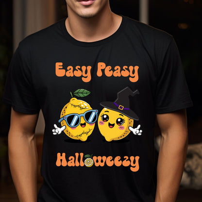 Easy Peasy Halloween Tee Funny Lemon Halloween T-shirt Cute Halloweezy Pun T-Shirt Funny Fruit Tshirt Humorous Fruit Tee