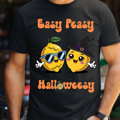 Easy Peasy Halloween Tee Funny Lemon Halloween T-shirt Cute Halloweezy Pun T-Shirt Funny Fruit Tshirt Humorous Fruit Tee