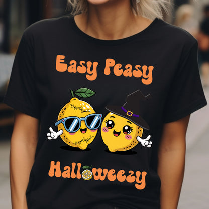 Easy Peasy Halloween Tee Funny Lemon Halloween T-shirt Cute Halloweezy Pun T-Shirt Funny Fruit Tshirt Humorous Fruit Tee