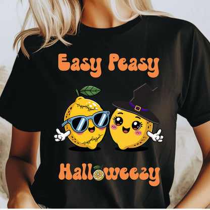 Easy Peasy Halloween Tee Funny Lemon Halloween T-shirt Cute Halloweezy Pun T-Shirt Funny Fruit Tshirt Humorous Fruit Tee
