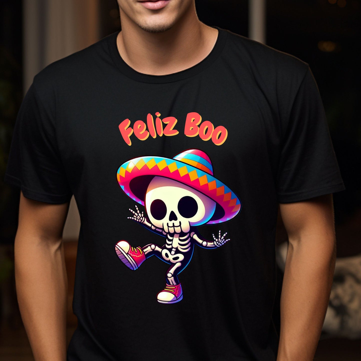 Halloween Cute Skeleton Sombrero T-shirt Spooky Funny Halloween Skeleton Tee in Mexican Sombrero Skeleton Tshirt