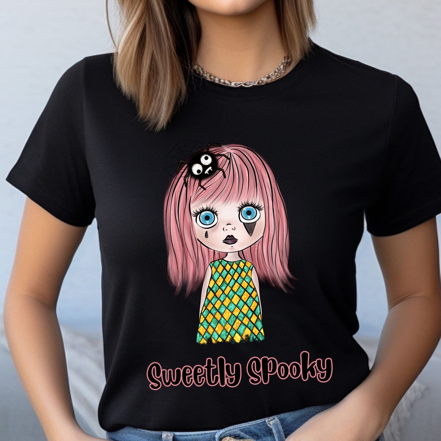 Sweetly Spooky Doll T-shirt Creepy Face Doll Tee Halloween Spooky TShirt Scarey Doll Tshirt Creepy Girl Tee Gift for Her Halloween Gift